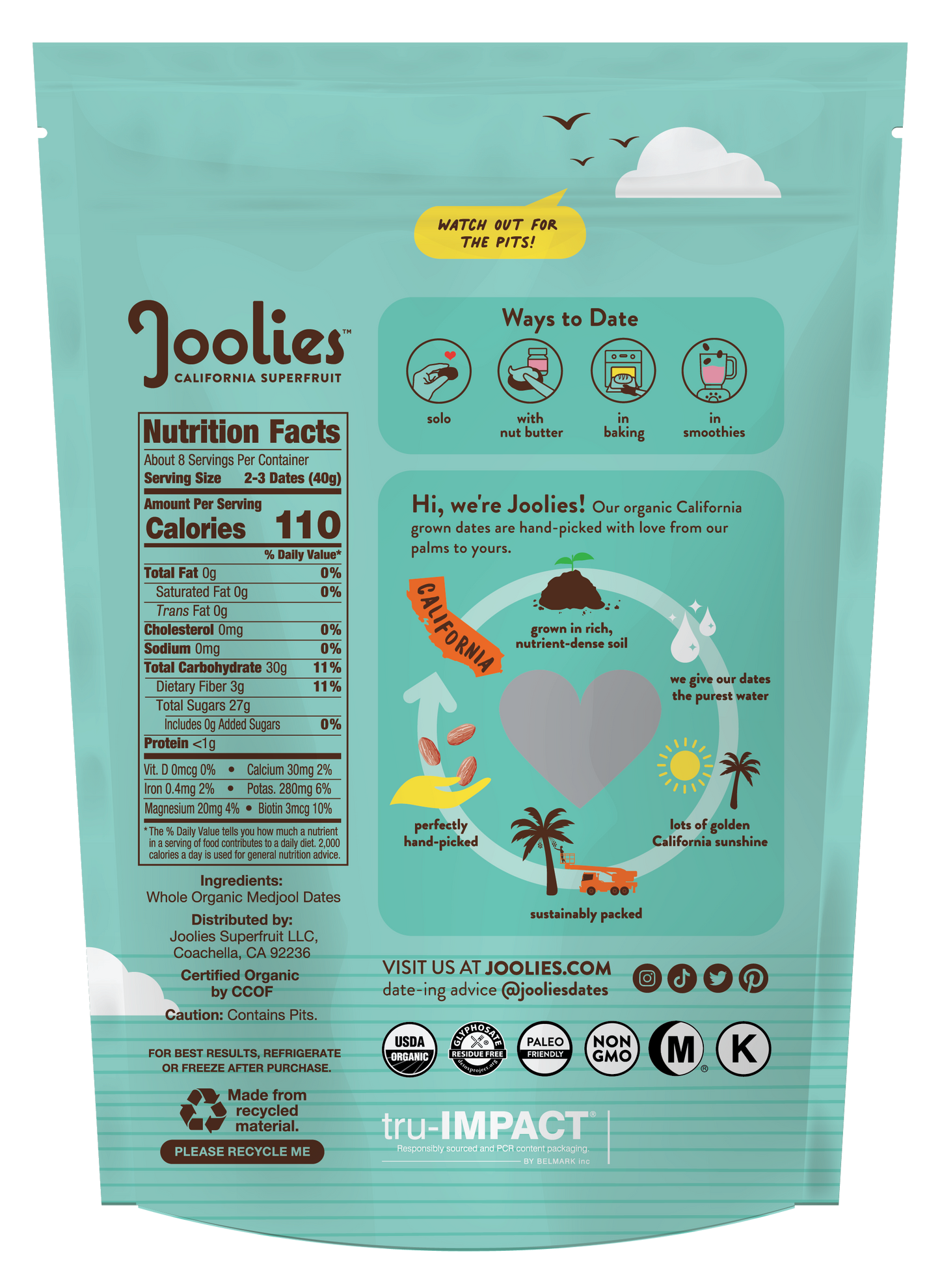 Organic Medjool Dates- Whole 12oz Bag